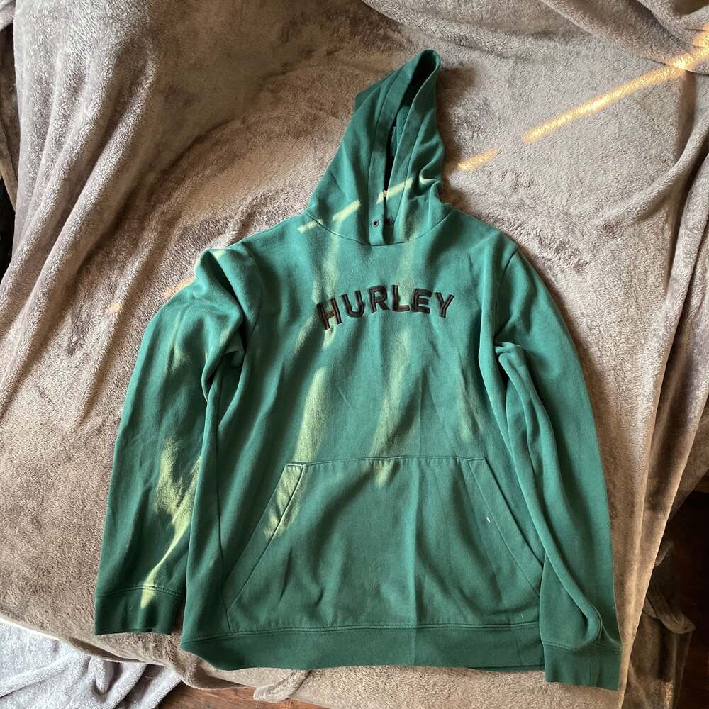 Hurley Men's Pullover Green Hooded Sweatshirt